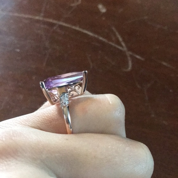 Rose De France Amethyst Rose Gold Sterling Silver Ring - Picture 2 of 12